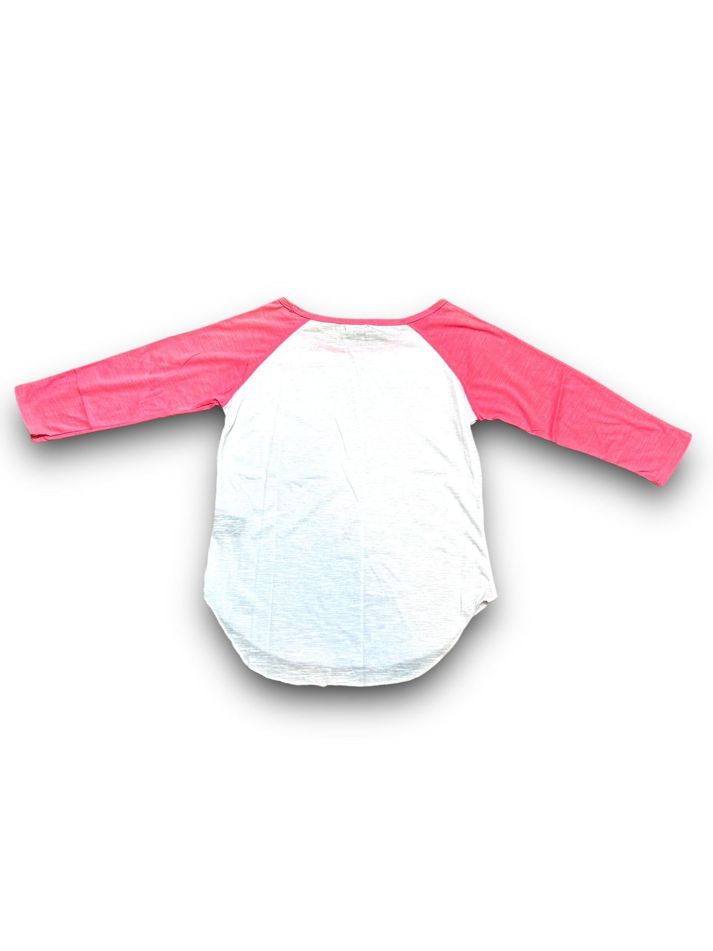 White shirt with pink sleeves on a white background