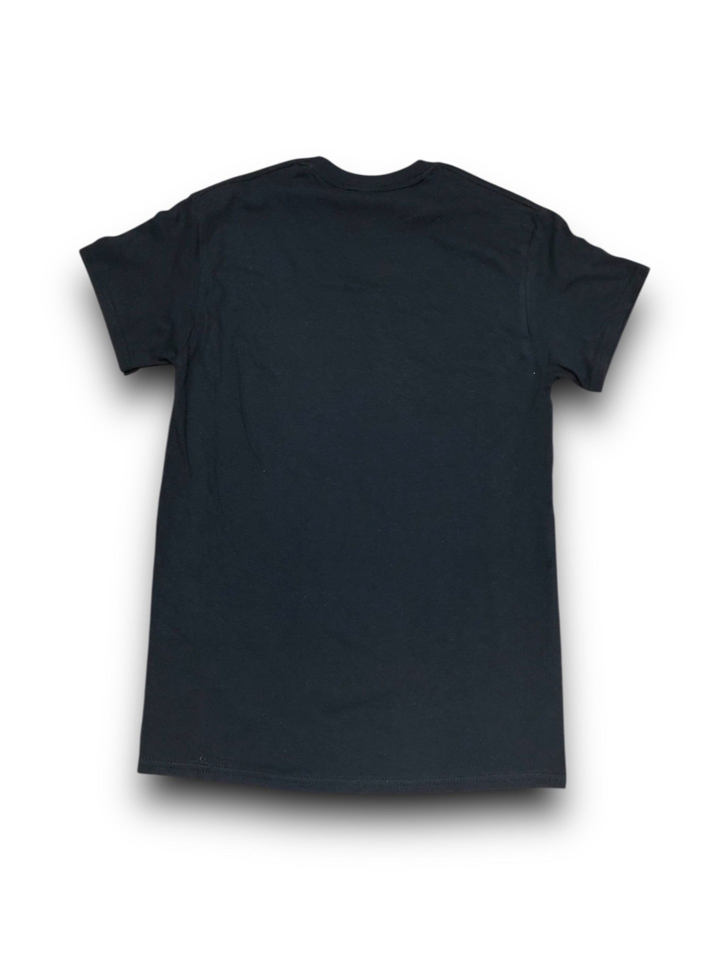 Black t-shirt on a white background