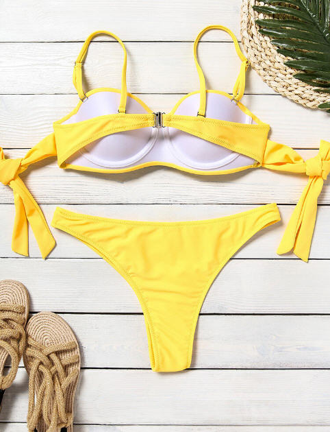 Women's Lake Blue Rhinestone Tie 2 Piece Bikini Set - Gmbu Apparel