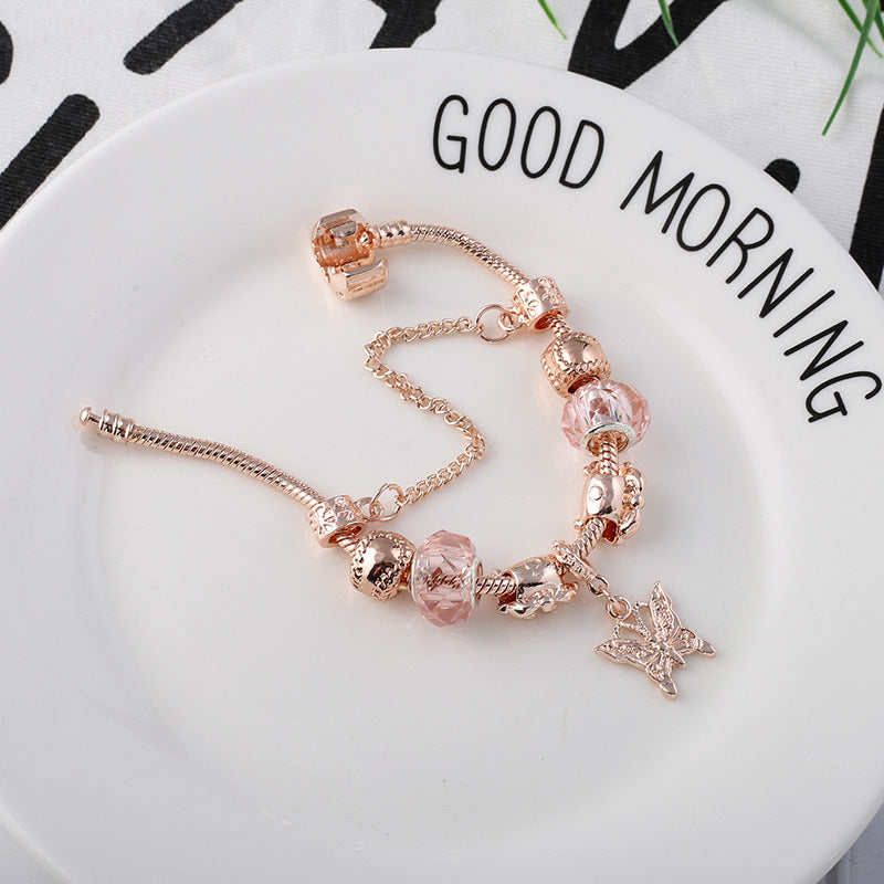 Geometric Women's Rose Gold Heart Bracelet
