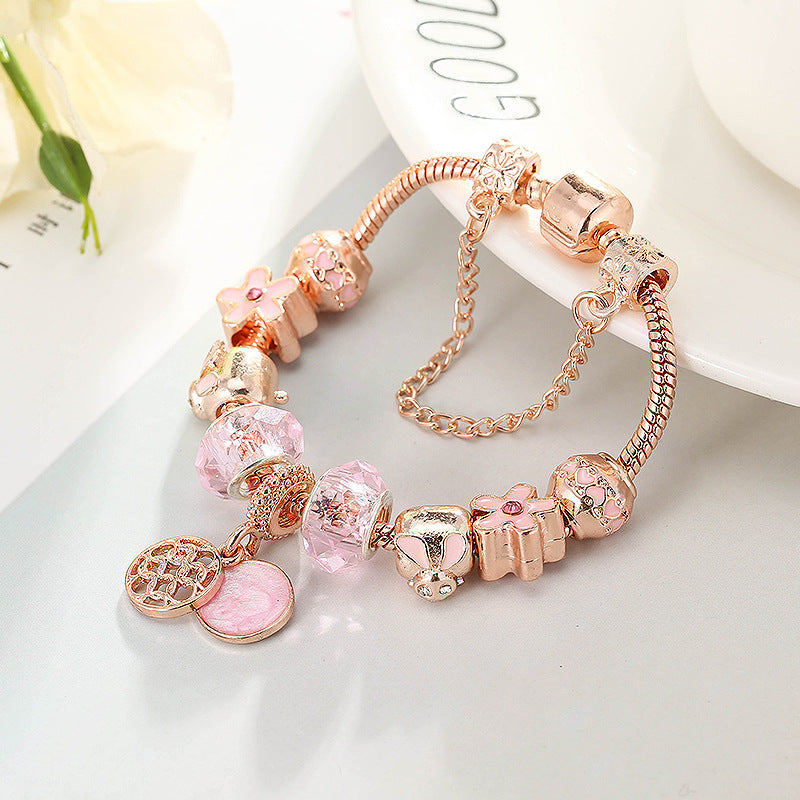 Geometric Women's Rose Gold Heart Bracelet