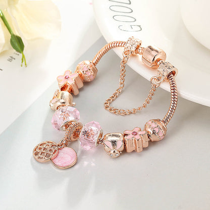 Geometric Women's Rose Gold Heart Bracelet