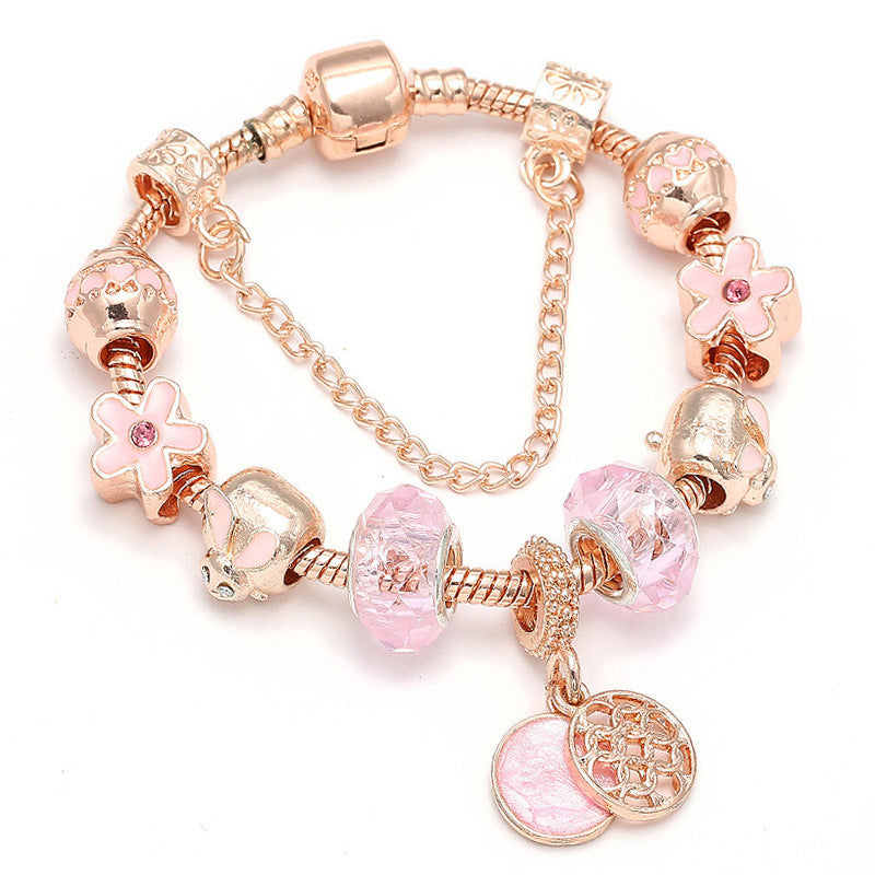 Geometric Women's Rose Gold Heart Bracelet