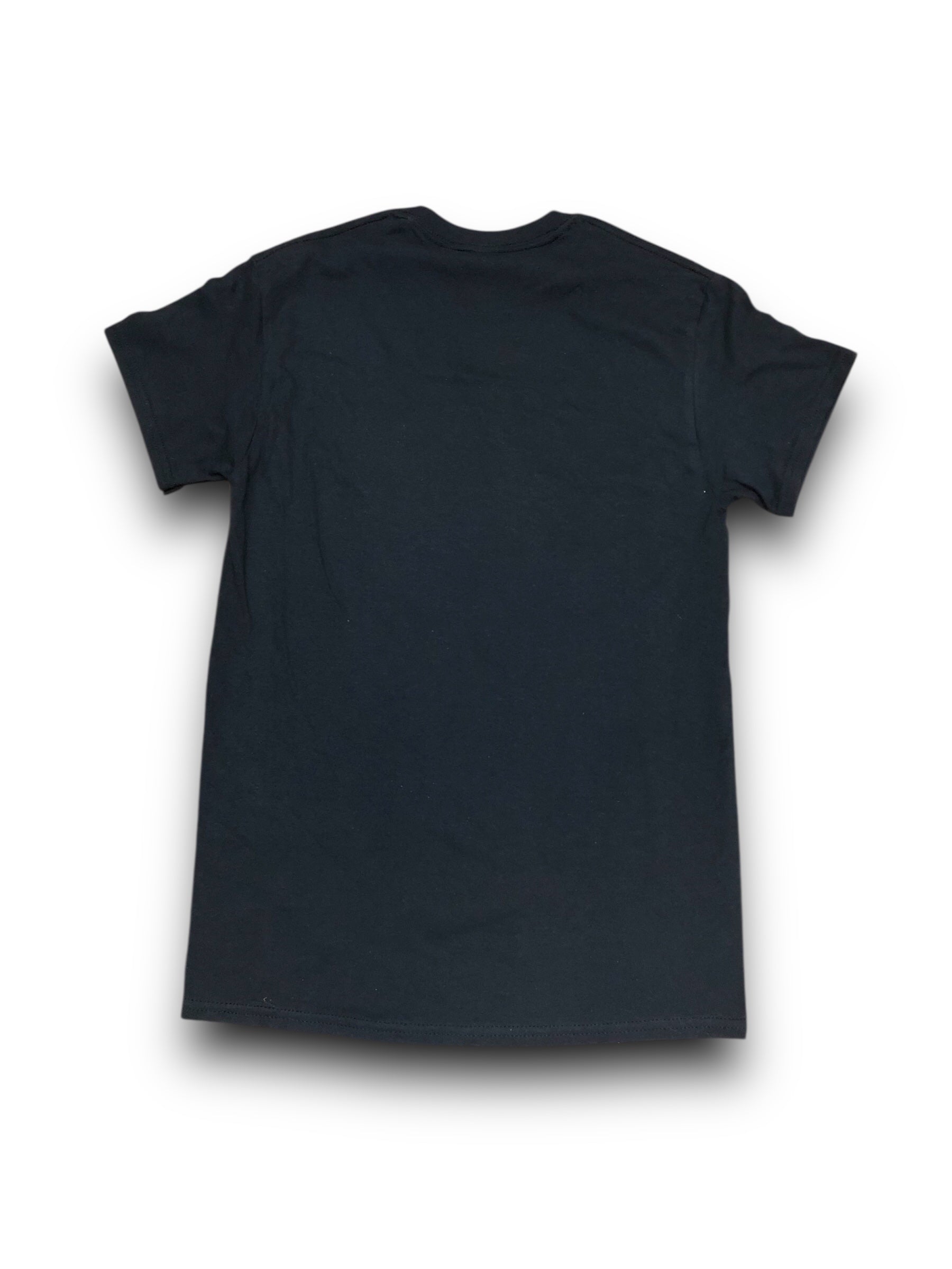 Black t-shirt on a white background