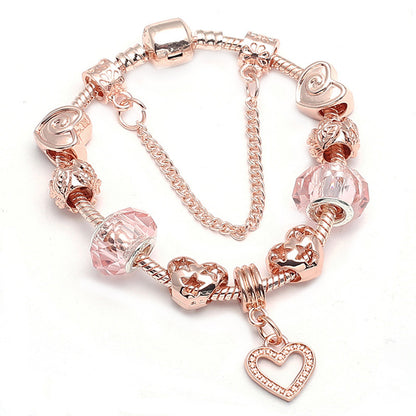 Geometric Women's Rose Gold Heart Bracelet