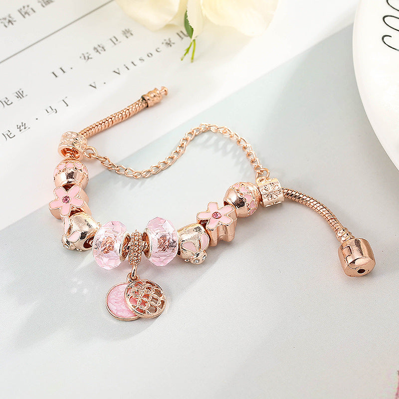 Geometric Women's Rose Gold Heart Bracelet