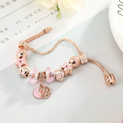 Geometric Women's Rose Gold Heart Bracelet