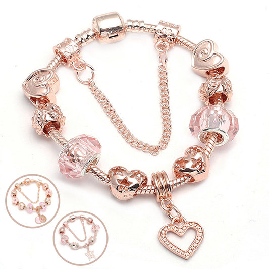 Geometric Women's Rose Gold Heart Bracelet