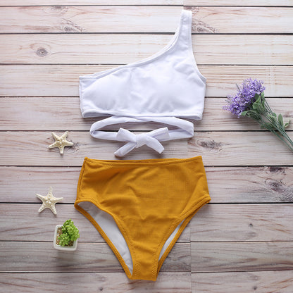 Women's Sexy One-Shoulder Strap 2 Pc Bikini Set - Gmbu Apparel