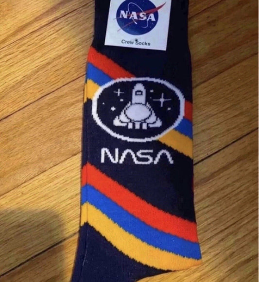 New Mens NASA Spaceship Astronaut Space Crew Socks Size 6.5-12