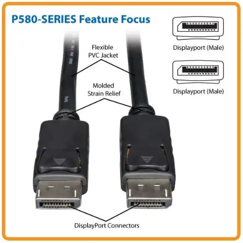 Tripp Lite DisplayPort Cable with Latches (M/M) 3-ft. (P580-003)